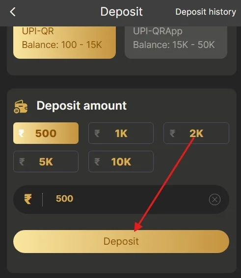 Click deposit button